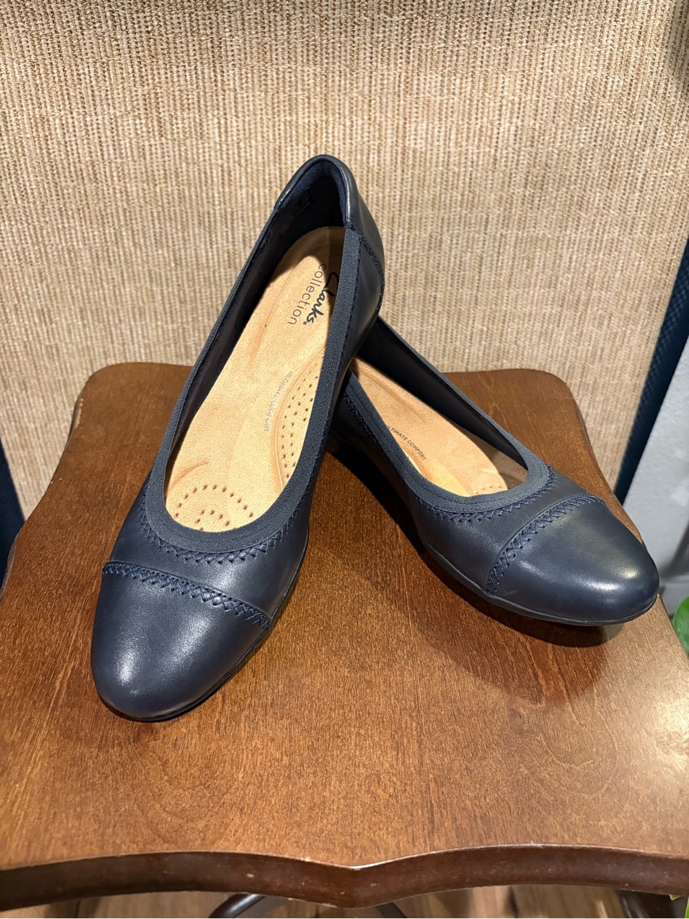 Clarks Navy Slip-On Ballet Flats